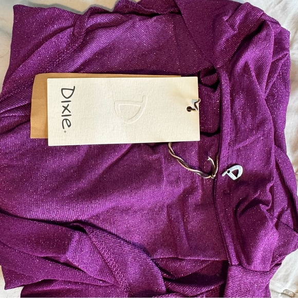 Dixie Malva gathered v neck purple metallic dress size M new with tags - Picture 2 of 11